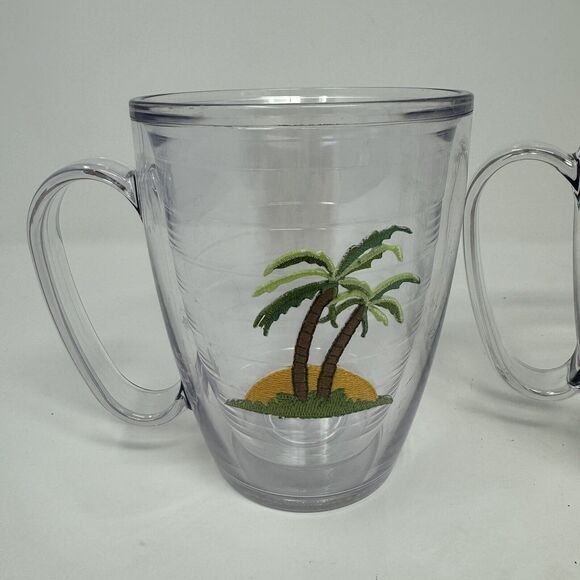 Tervis Tumbler 16 oz Mug 2 Palm Trees & Hammock Patch Lot of 2 Mugs - Picture 3 of 4